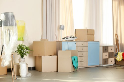 Moving van with reusable household items prepared for recycling and donation