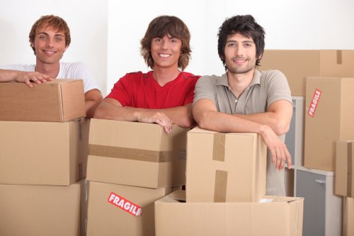 Office items being loaded carefully during a commercial move