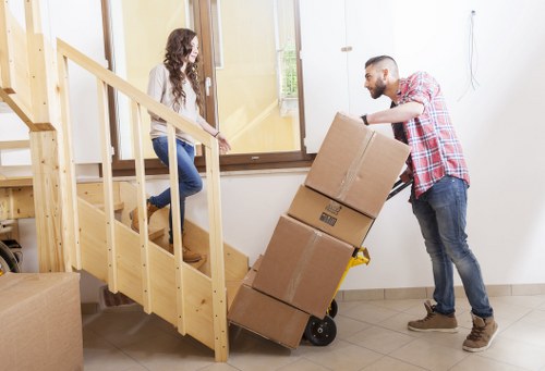 Packed household items ready for transport from a Harrow Weald property
