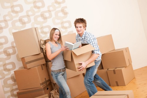 Prepared boxes and furniture ready for a moving van job in Harrow Weald