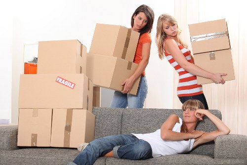 Business furniture and equipment prepared for a local office move