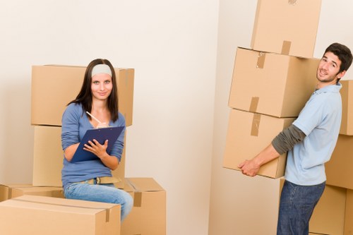 Boxes and furniture being loaded into a removal van for a local move